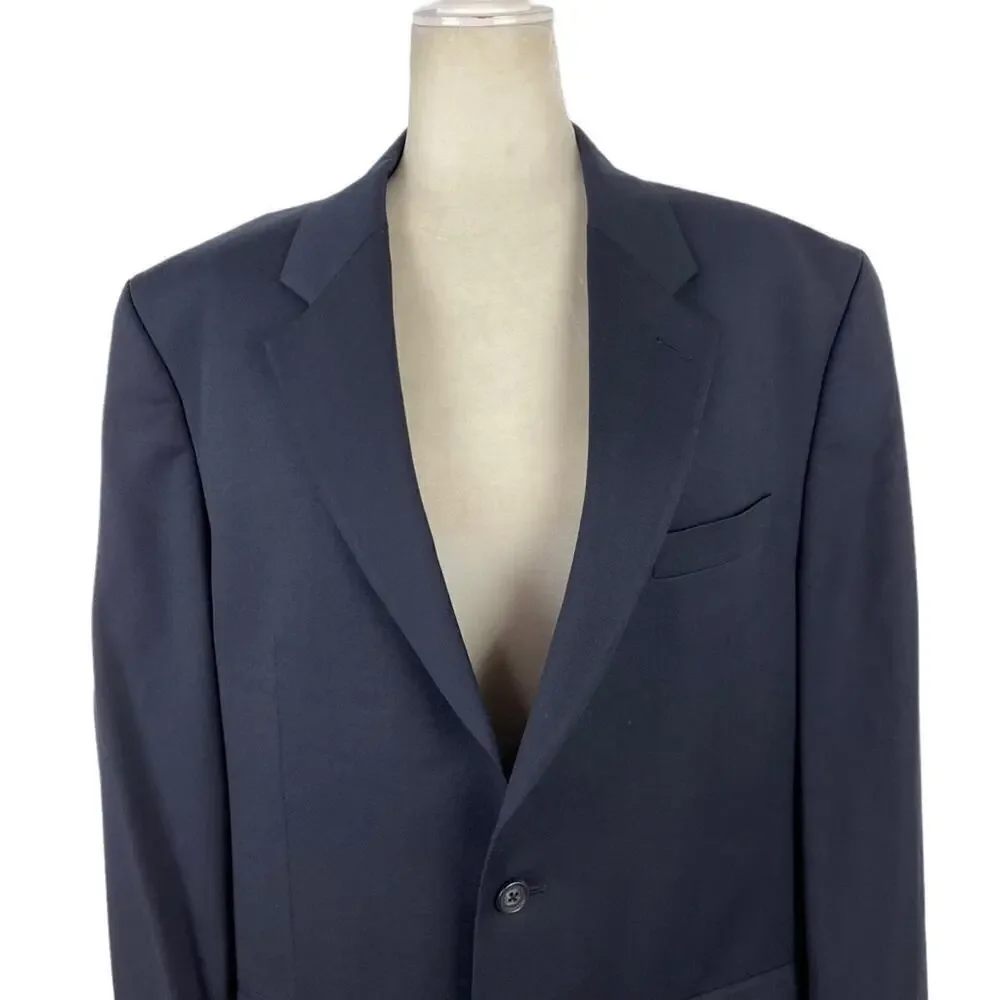 Ralph Lauren Navy Men's 42L Single Breasted Two Button 100% Wool Suit Jacket